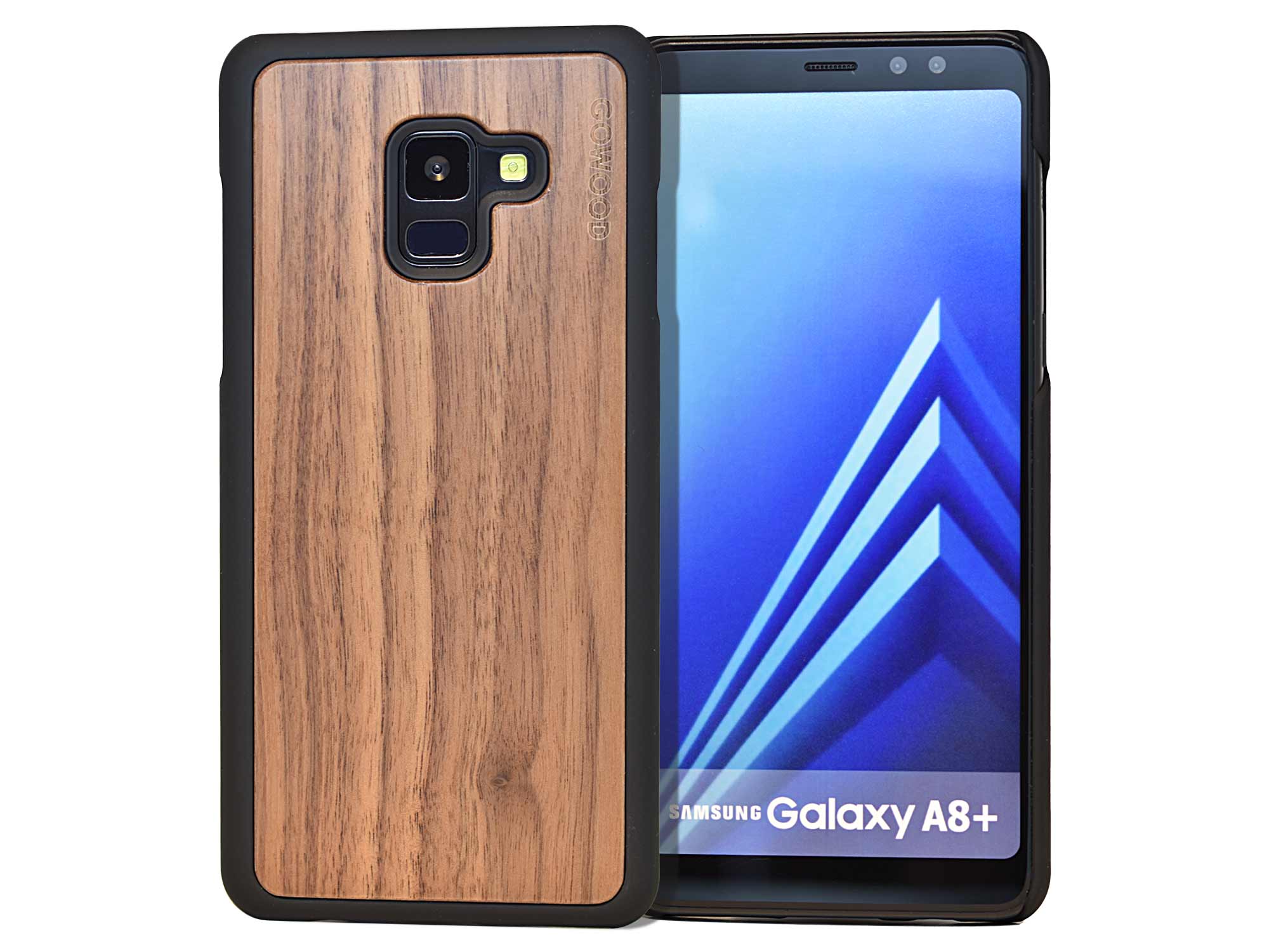Samsung Galaxy A8 Plus wood case walnut front