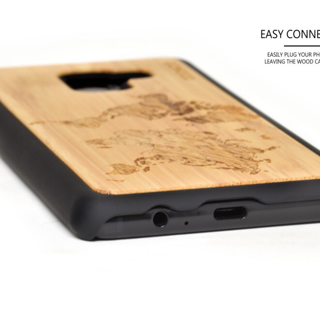 Samsung Galaxy A8 Plus wood case bamboo world map