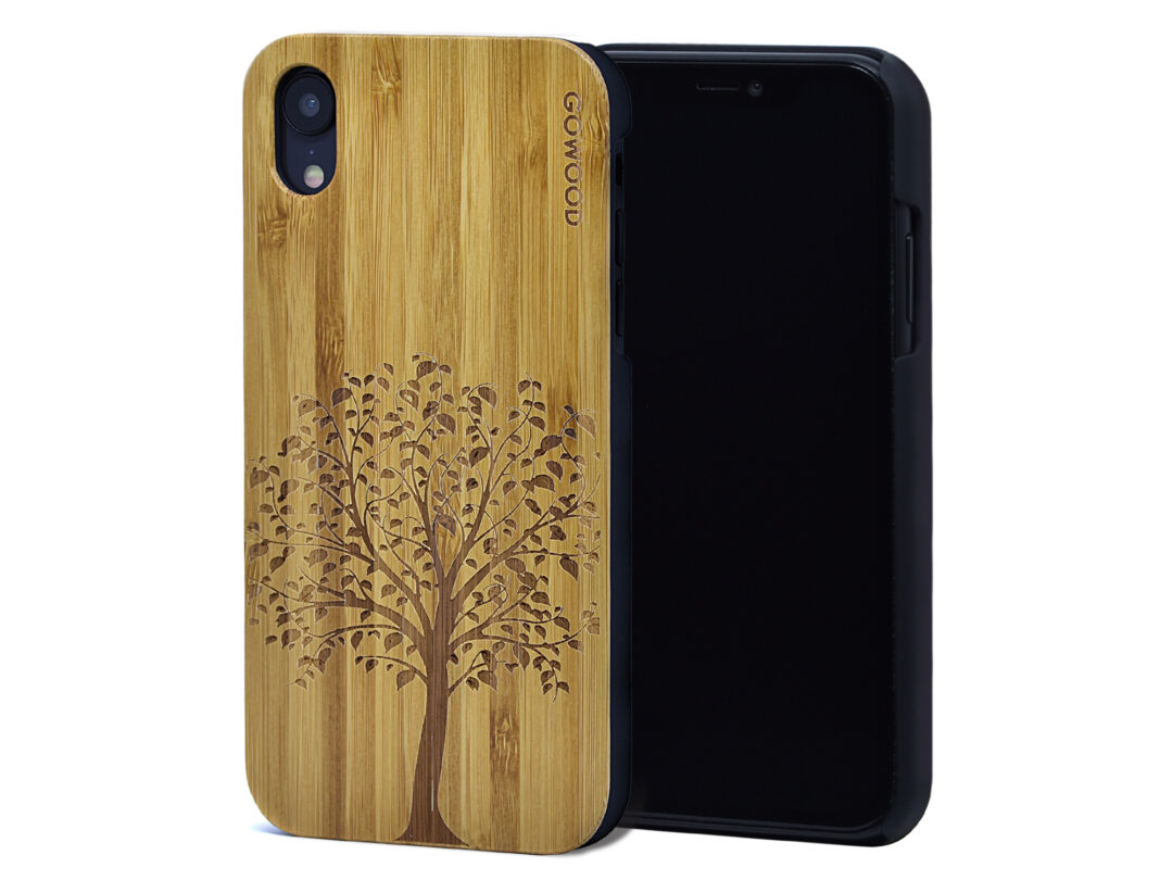 iPhone XR wood case tree front