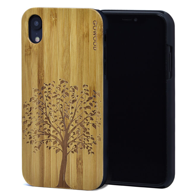iPhone XR wood case tree front