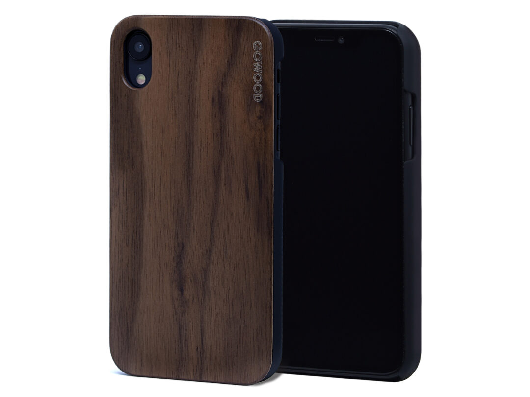 iPhone XR wood case walnut front