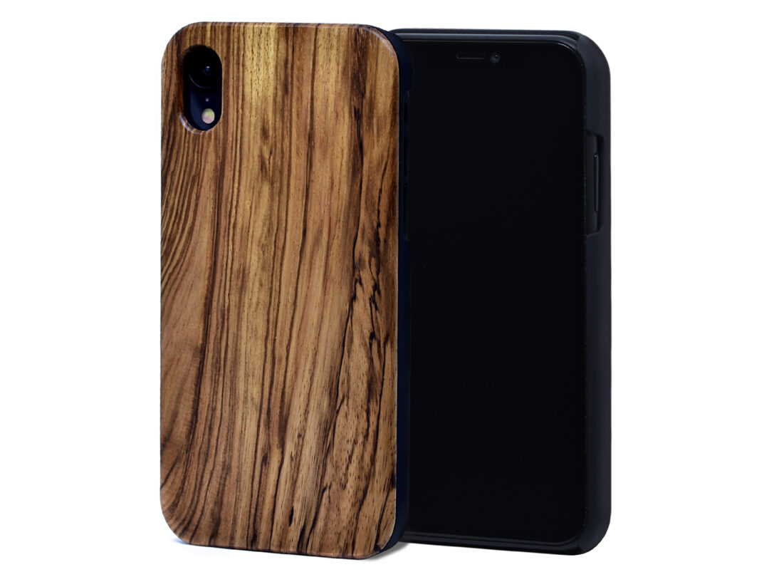 iPhone XR wood case zebra front