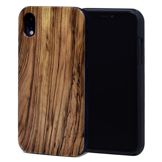 iPhone XR wood case zebra front