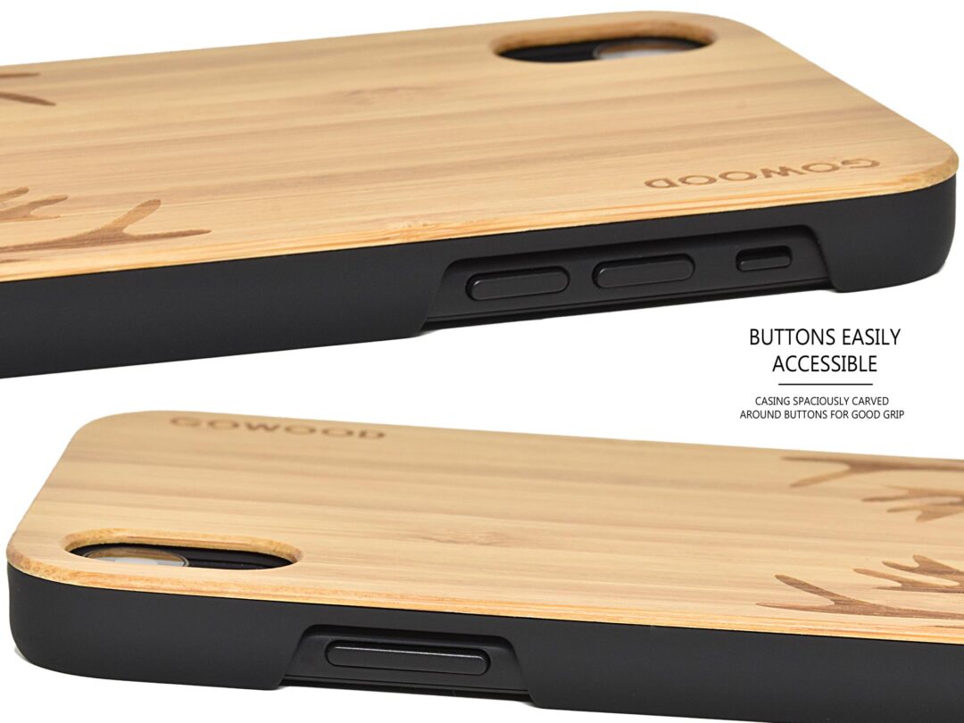 iPhone XR wood case bamboo deer
