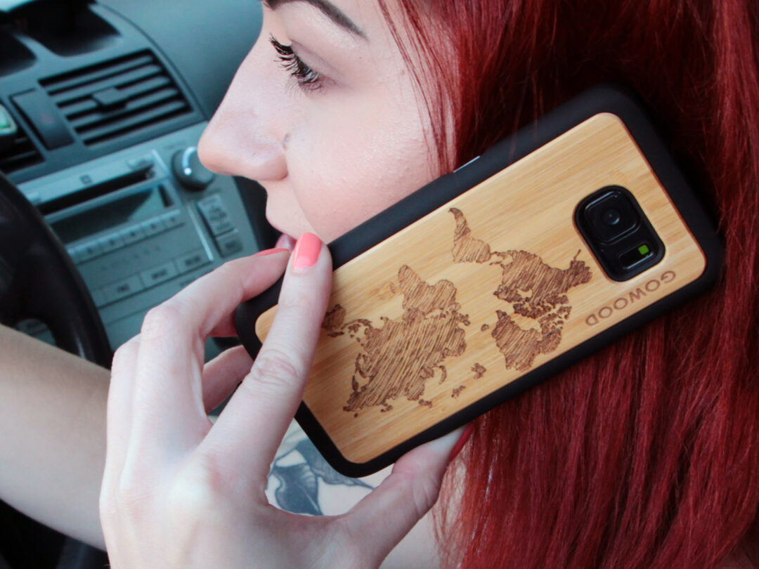 Samsung Galaxy S9 wood case bamboo world map