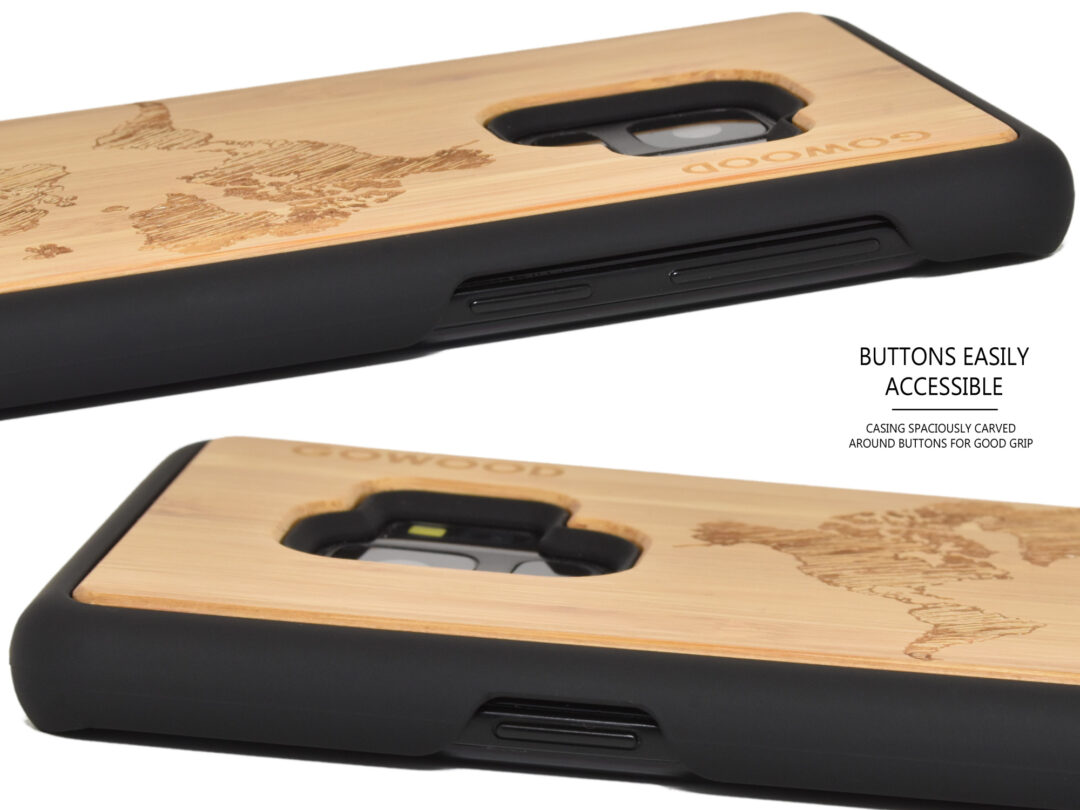 Samsung Galaxy S9 wood case bamboo world map