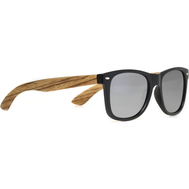 Zebra wood wayfarer sunglasses silver lenses
