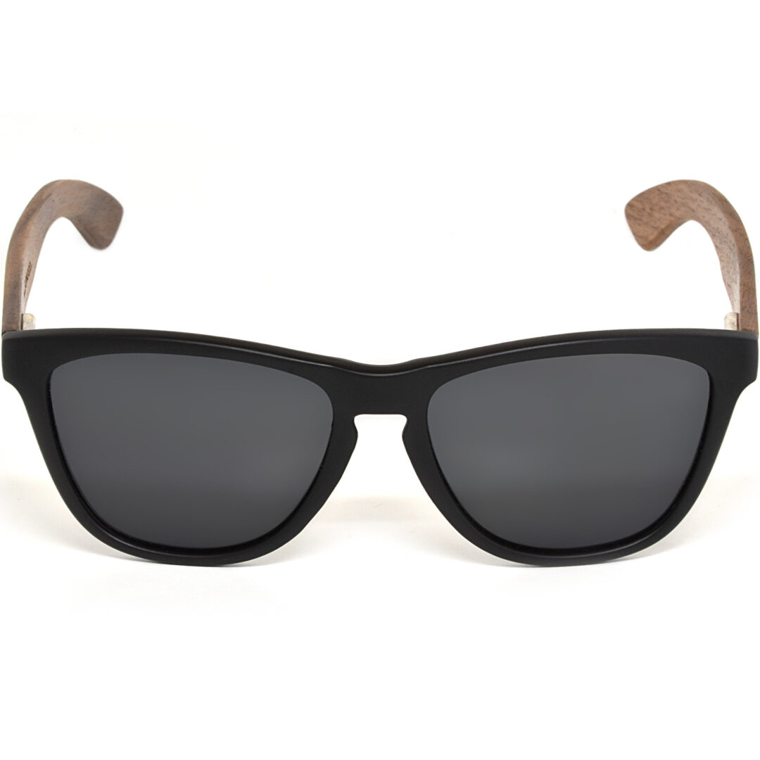 Classic walnut wood sunglasses black polarized lenses