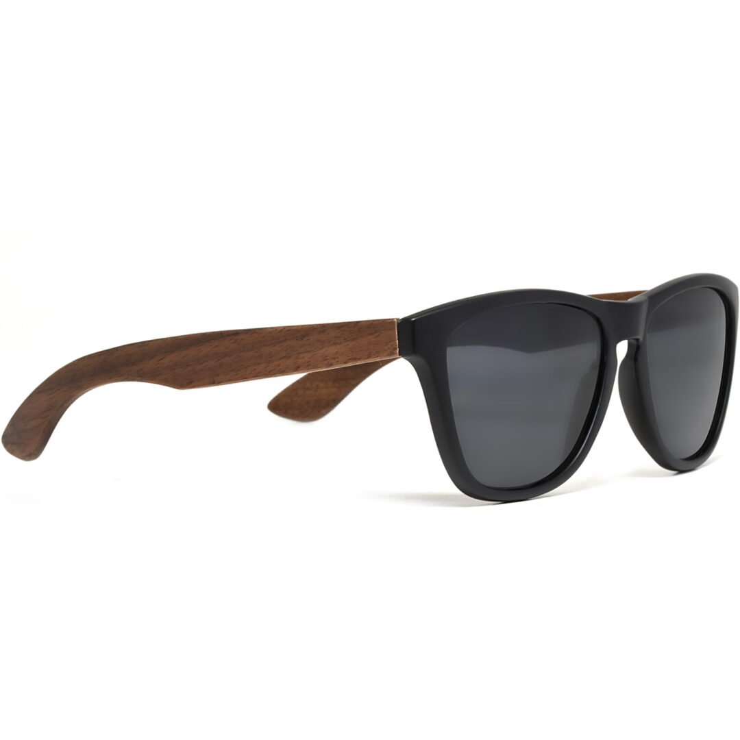 Classic walnut wood sunglasses black polarized lenses