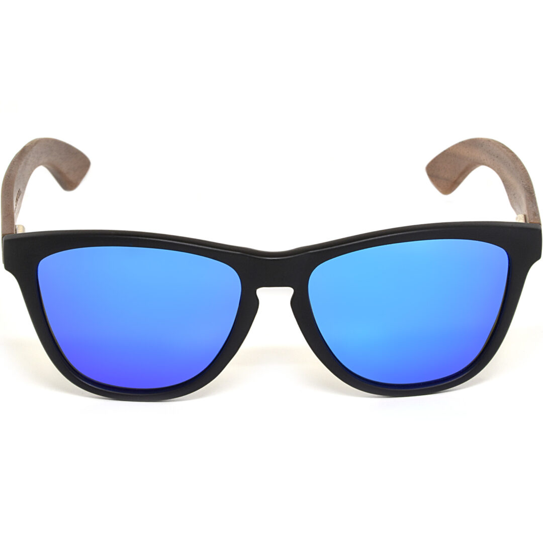 Classic walnut wood sunglasses blue polarized lenses