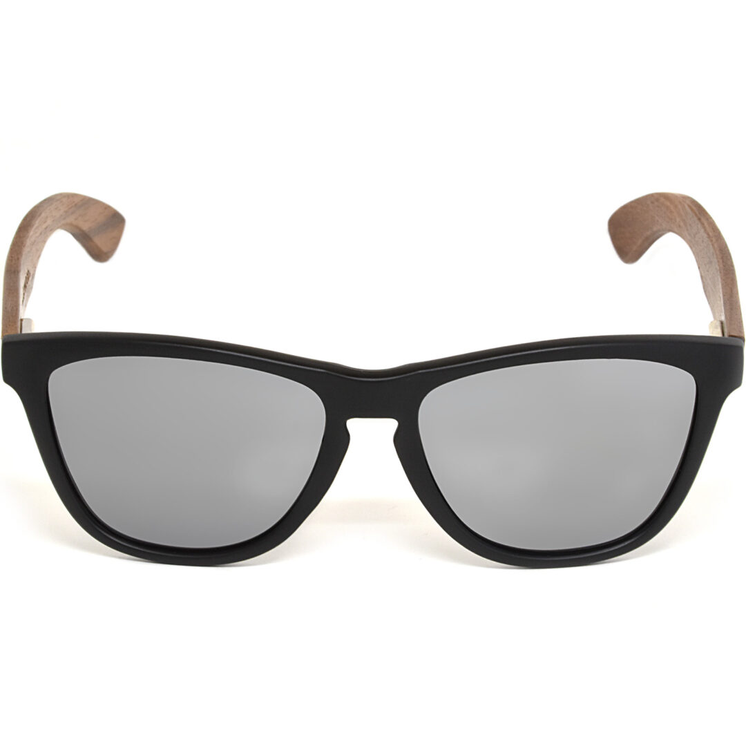 Classic walnut wood sunglasses silver polarized lenses