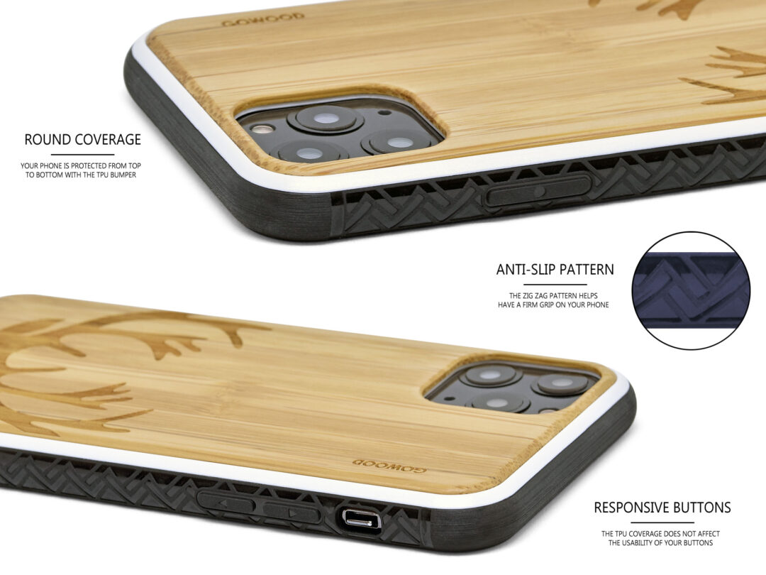 iPhone 11 Pro wood case bamboo deer