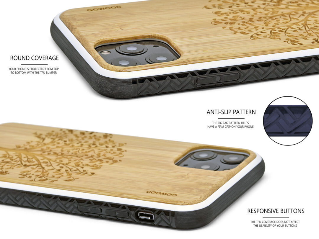 iPhone 11Pro wood case bamboo tree
