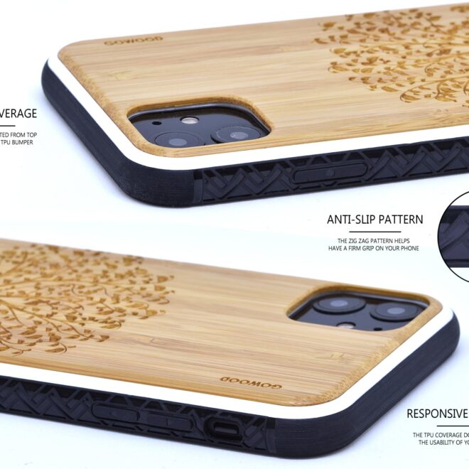 iPhone 11 wood case bamboo tree