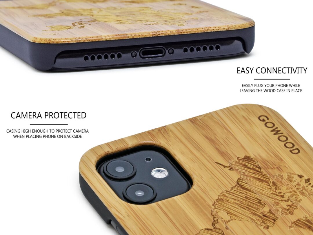 iPhone 11 wood case bamboo worldmap