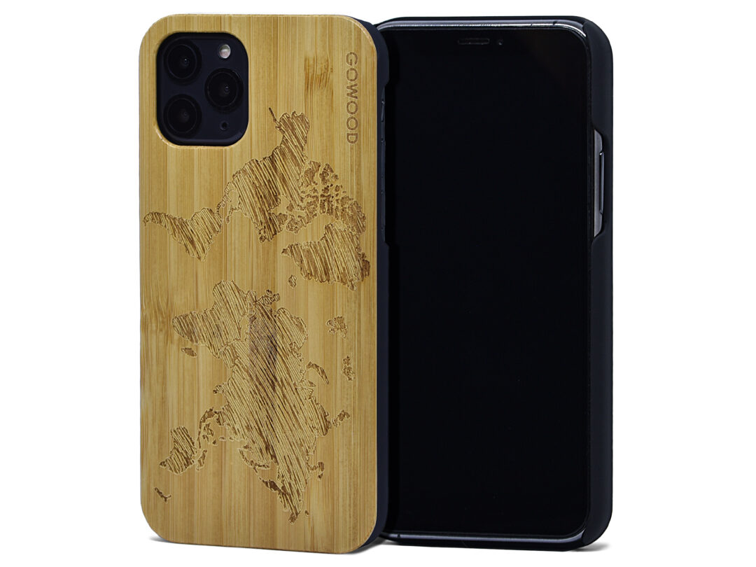 iPhone 11 Pro wood case bamboo world map