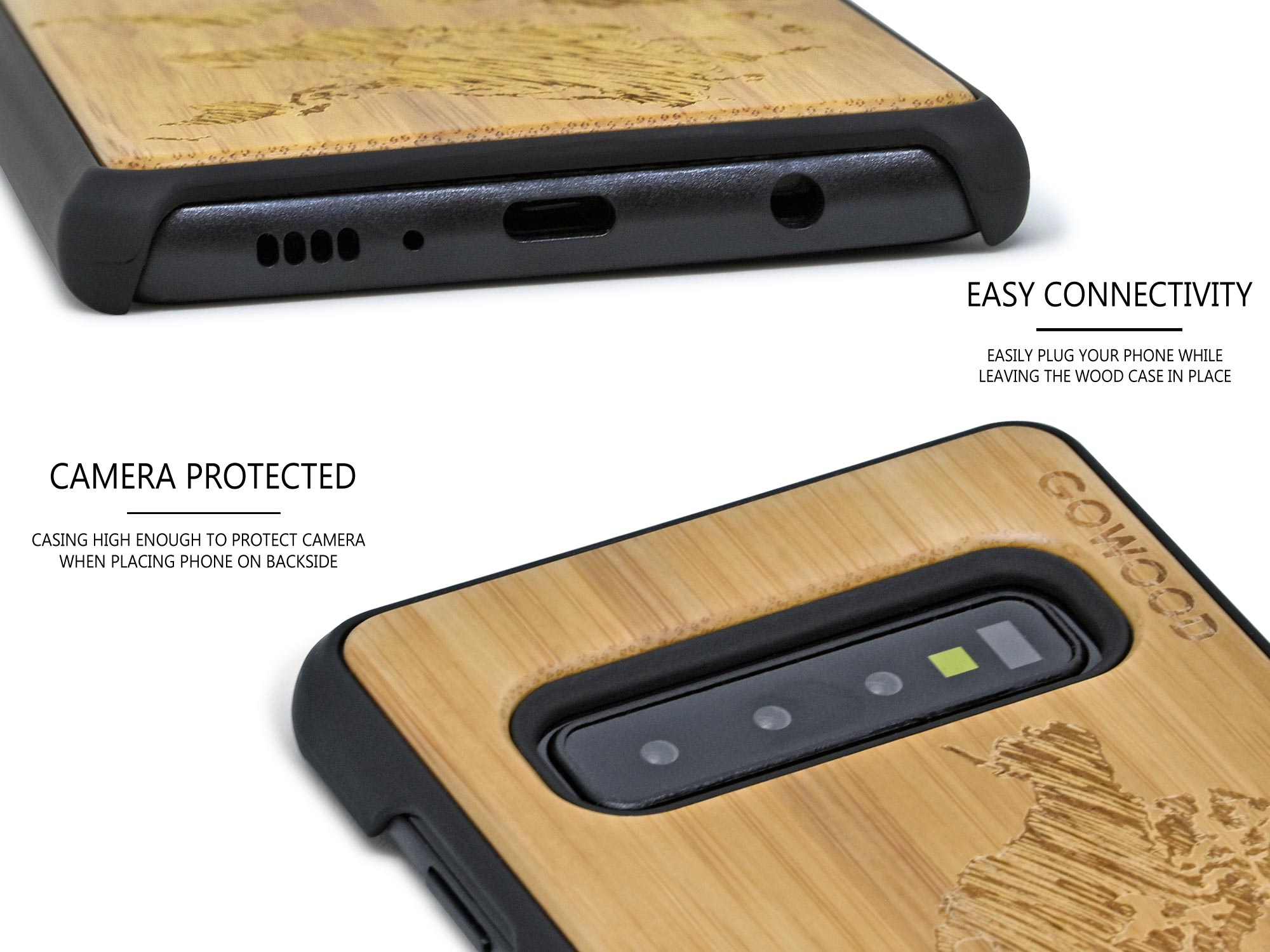 Samsung Galaxy S10 wood case worldmap