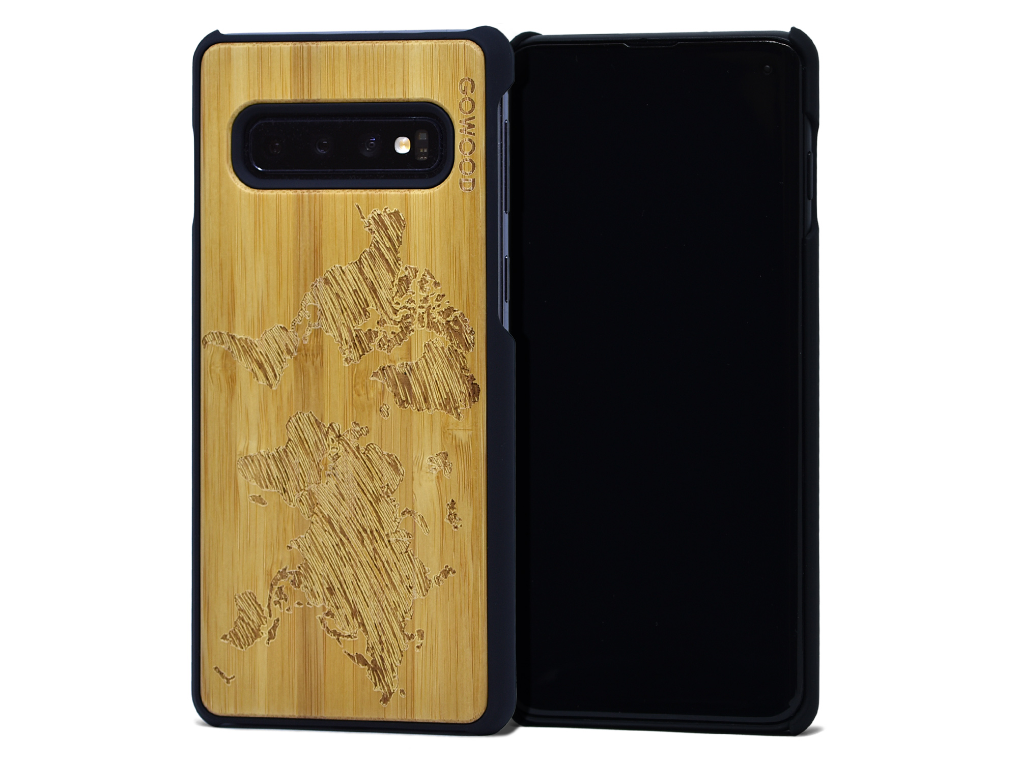 Samsung Galaxy S10 wood case bamboo worldmap