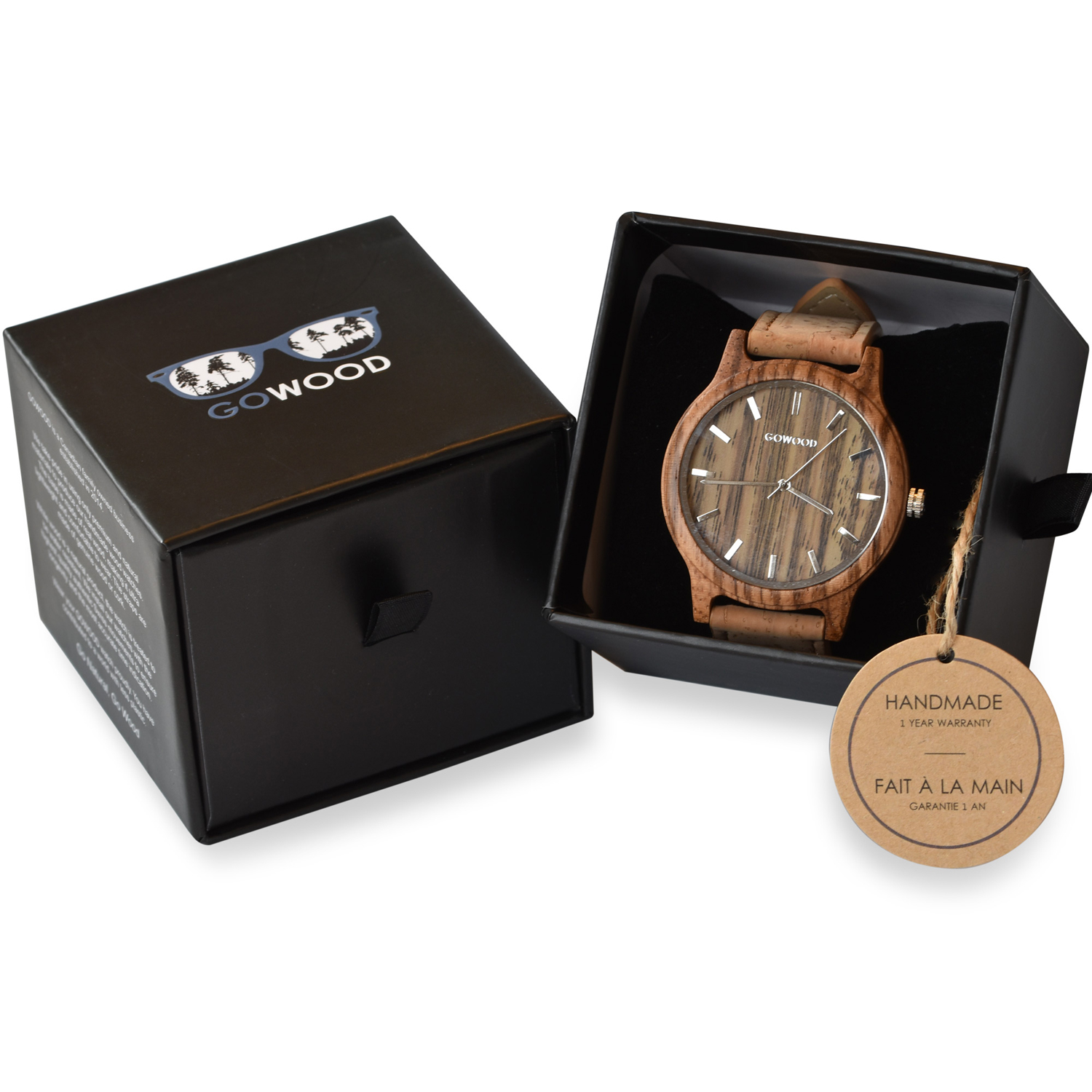 Zebra Wood Watch in package