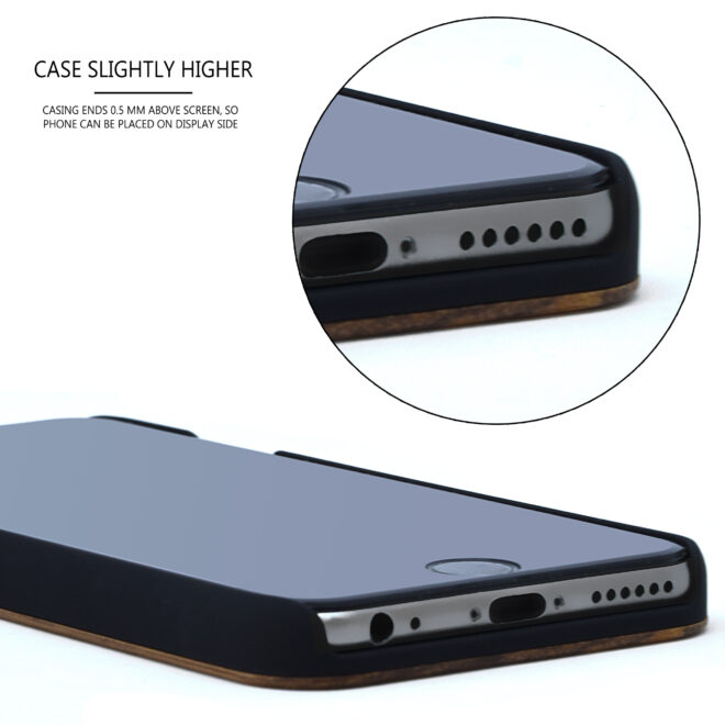 iPhone 7 8 and SE zebra wood case - speaker view