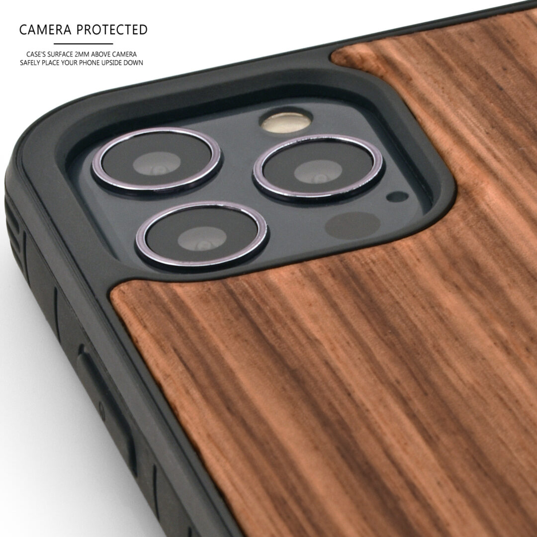 Zebra wood phone case for iPhone 12 - camera