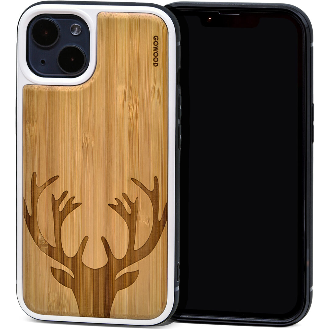 Bamboo wood phone cases for iPhone 13 with deer print