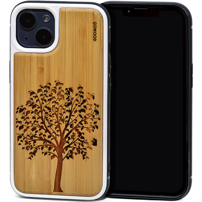 Bamboo wood phone cases for iPhone 13 with tree print