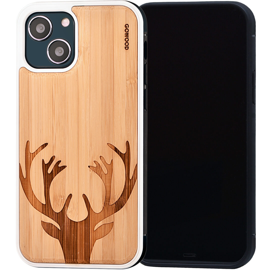iPhone 13 bamboo wood phone case deer print