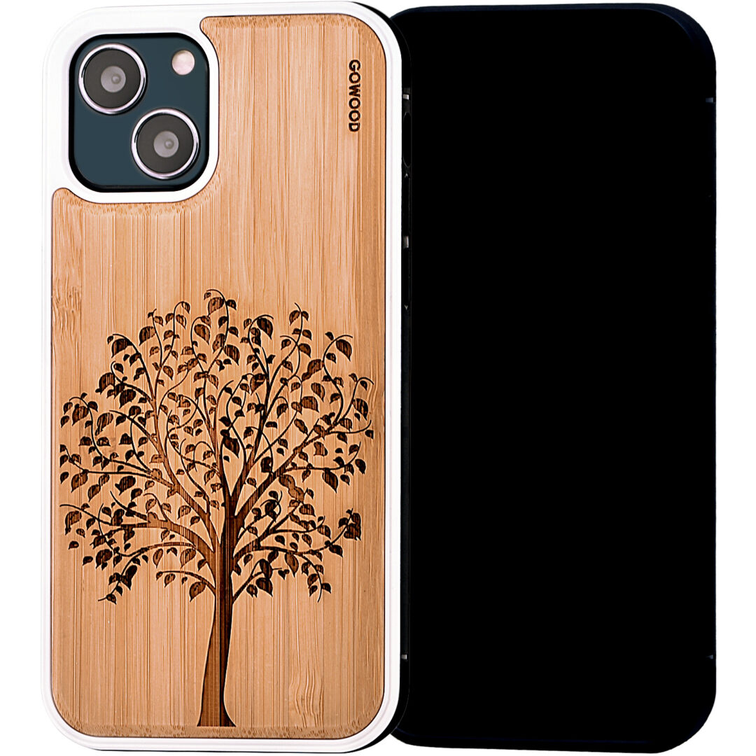 iPhone 13 bamboo wood phone case tree print