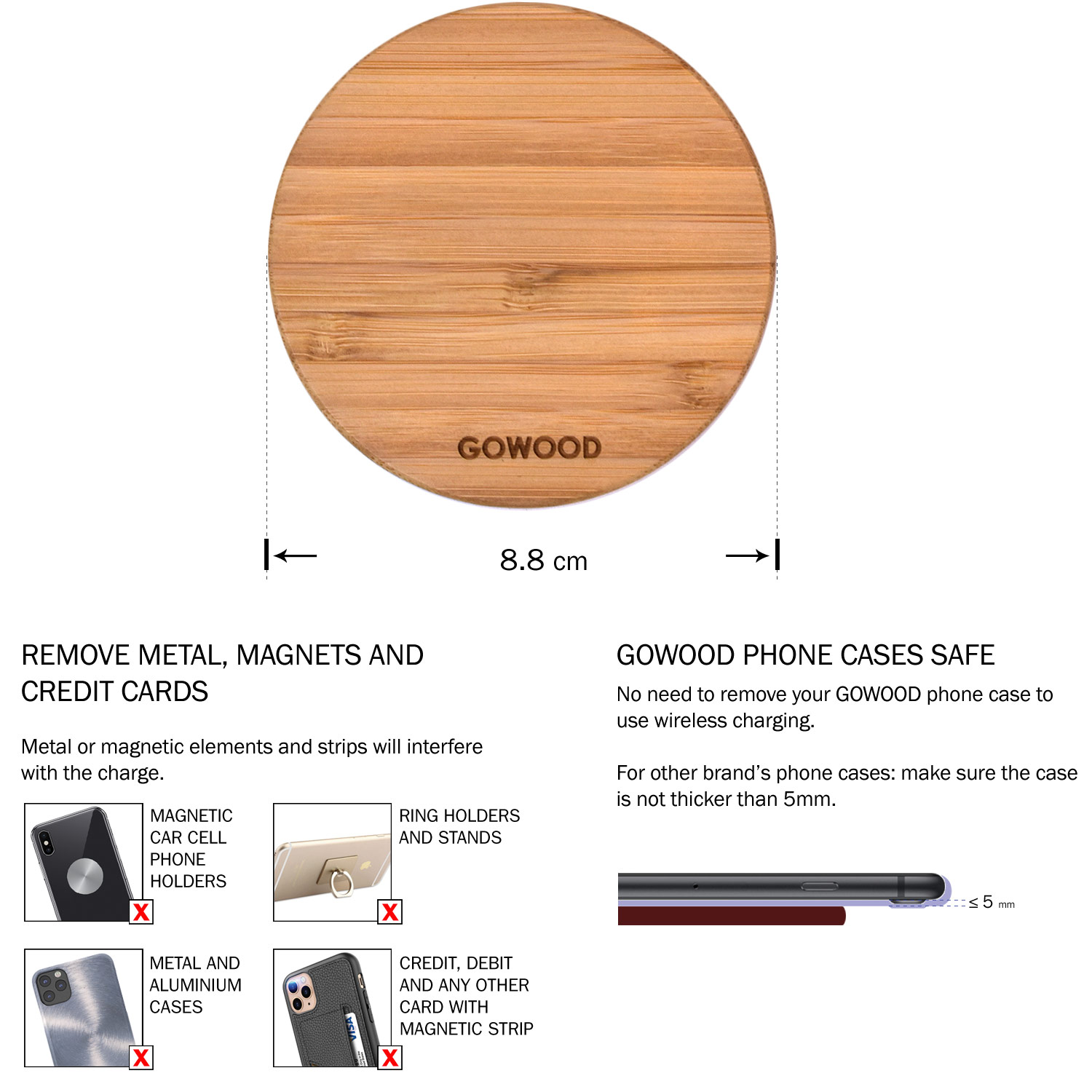 bamboo wood wireless charger