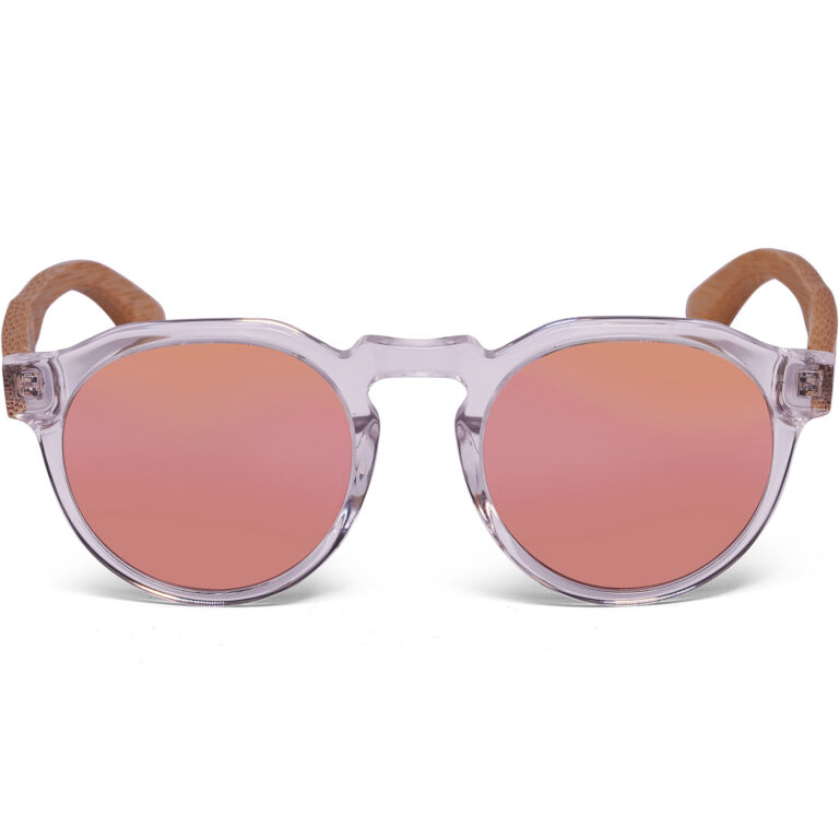 bamboo wood panto sunglasses pink lenses