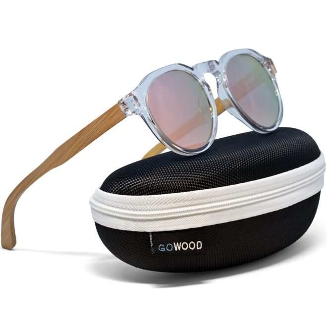 bamboo wood panto sunglasses pink lenses