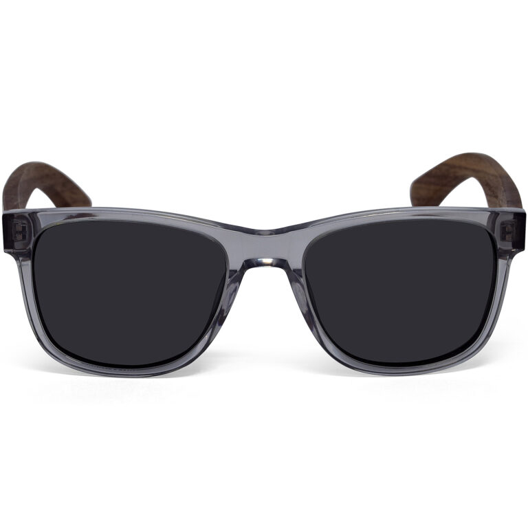 Walnut wood sunglasses classic style transparent frame front