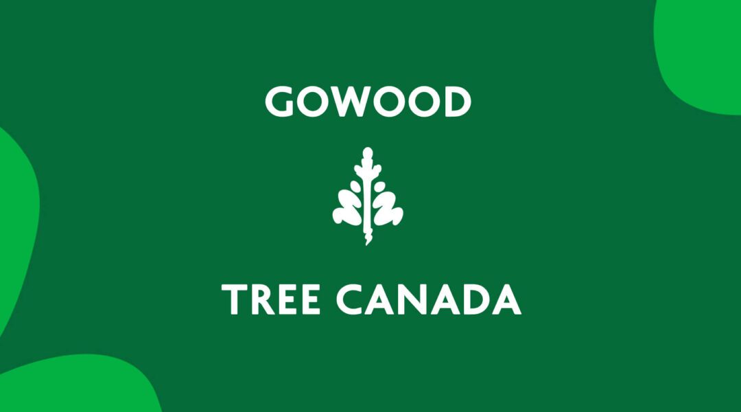 Tree Canada green infographic banner, partnership with Gowood