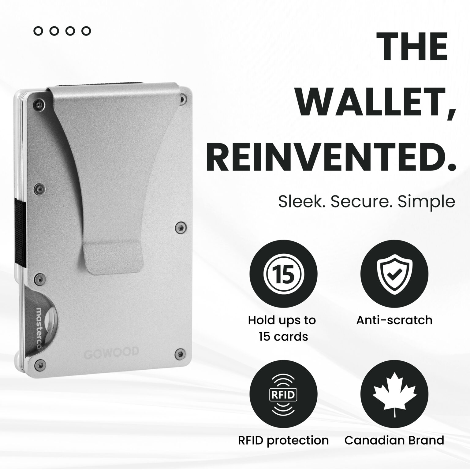 Silver metal wallet minimalist cardholder