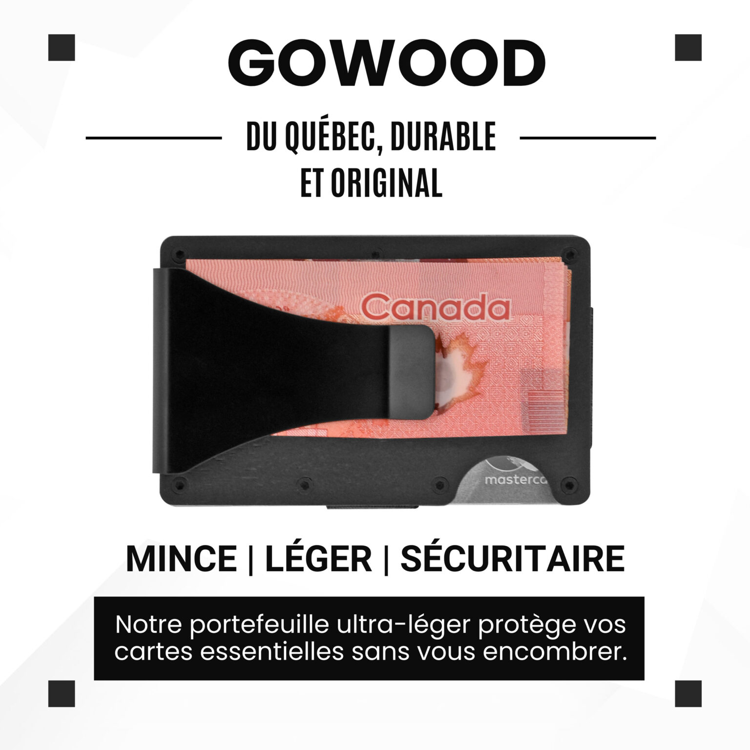 Portefeuille en bois foncé et porte-cartes compact