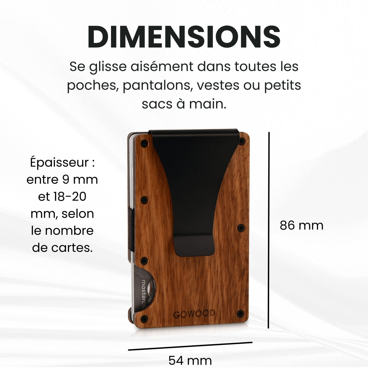 Portefeuille en bois de zèbre et porte-cartes compact