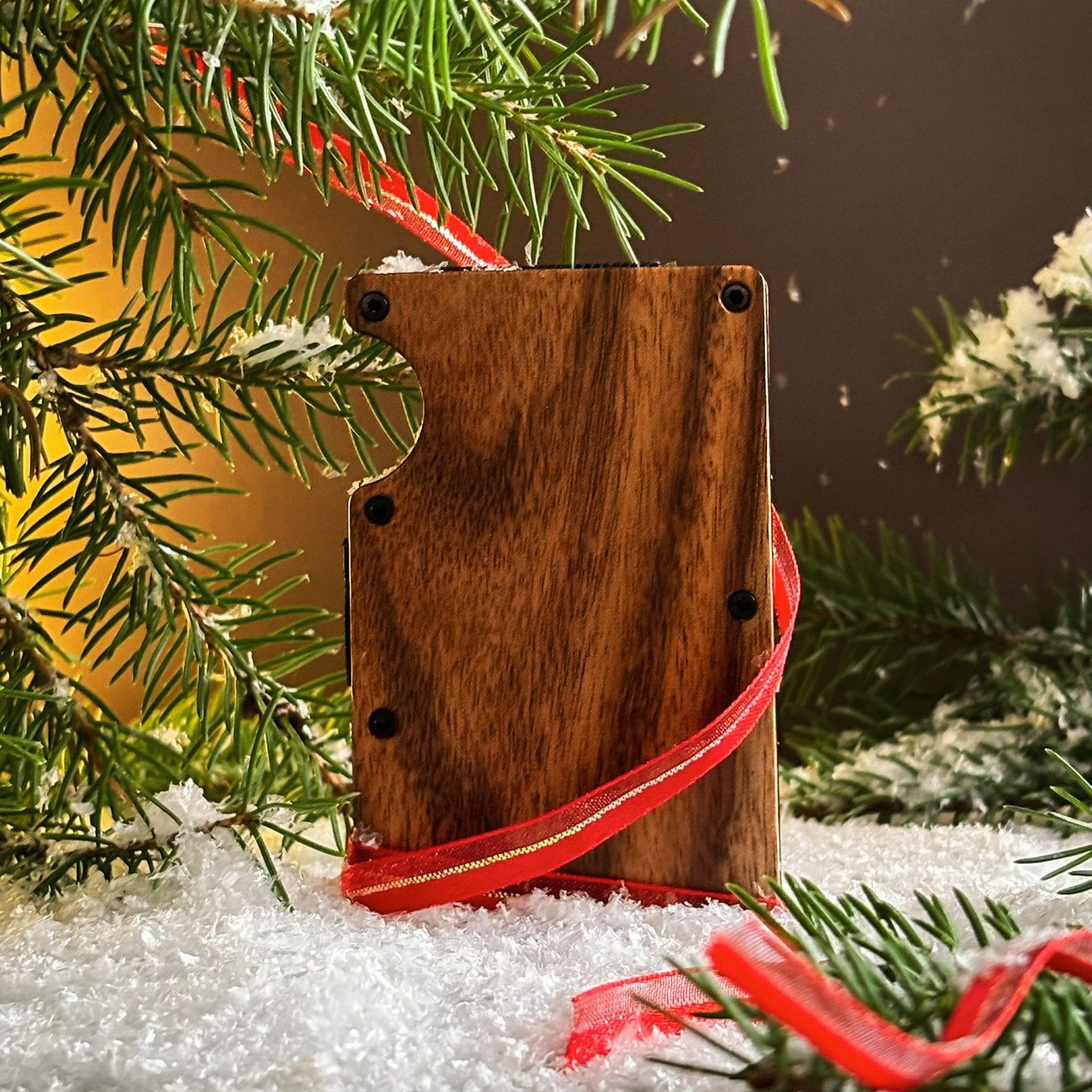 Walnut wood wallet and minimalist cardholder