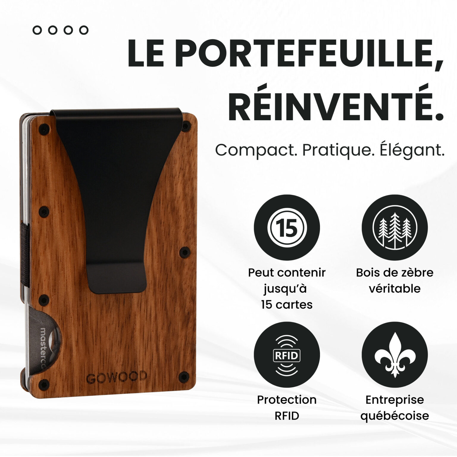 Portefeuille en bois de zèbre et porte-cartes compact