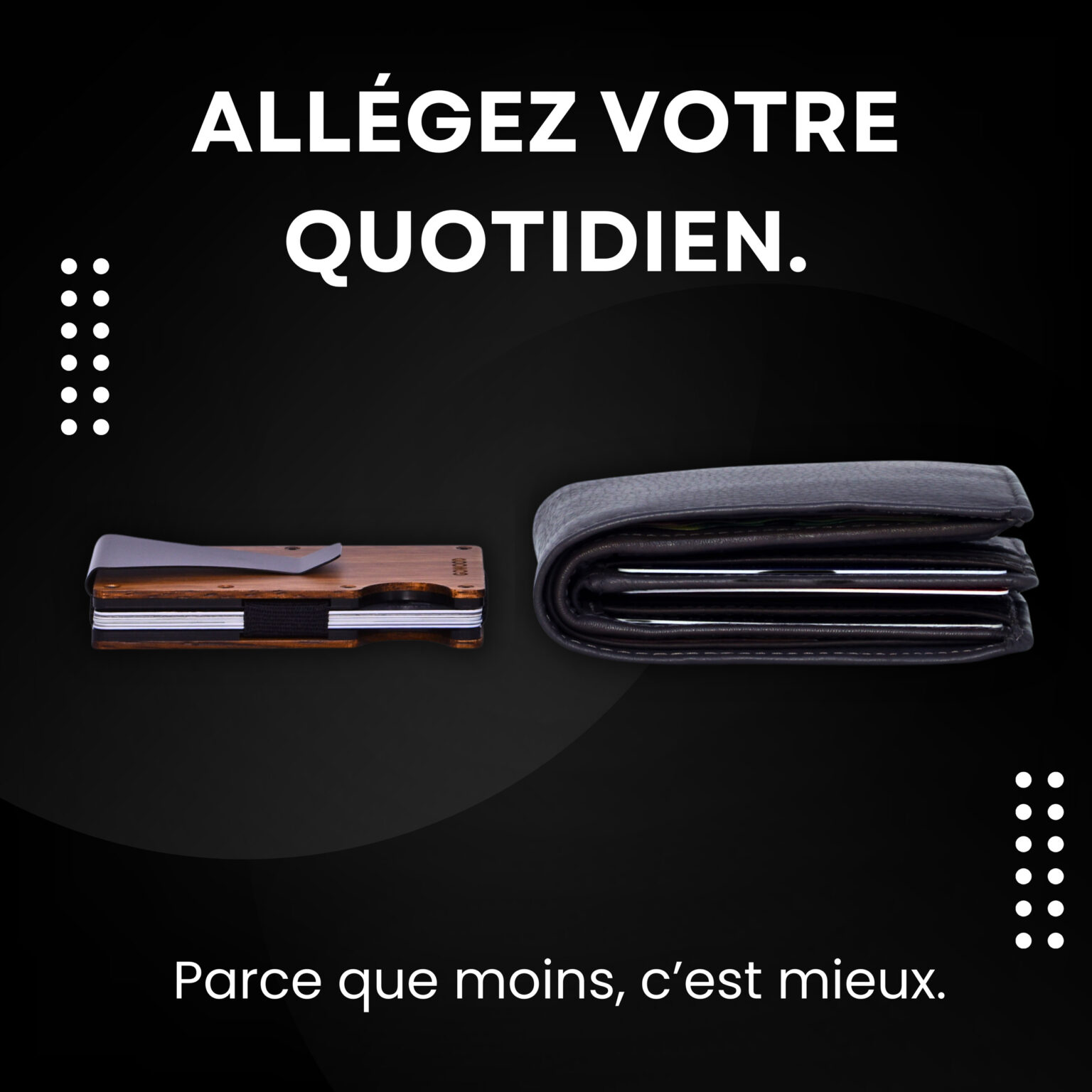 Portefeuille en bois de noyer et porte-cartes compact