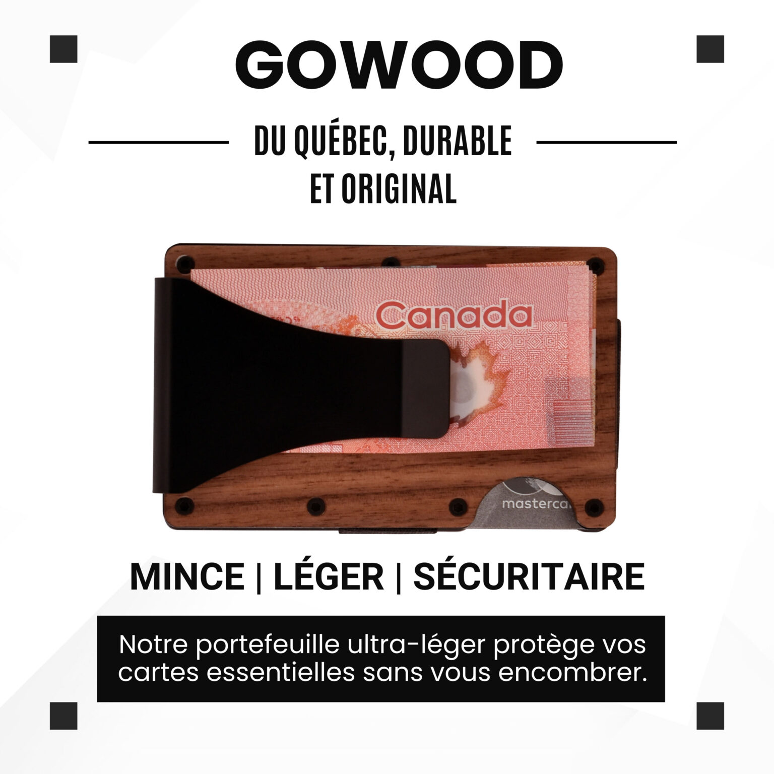 Portefeuille en bois de noyer et porte-cartes compact