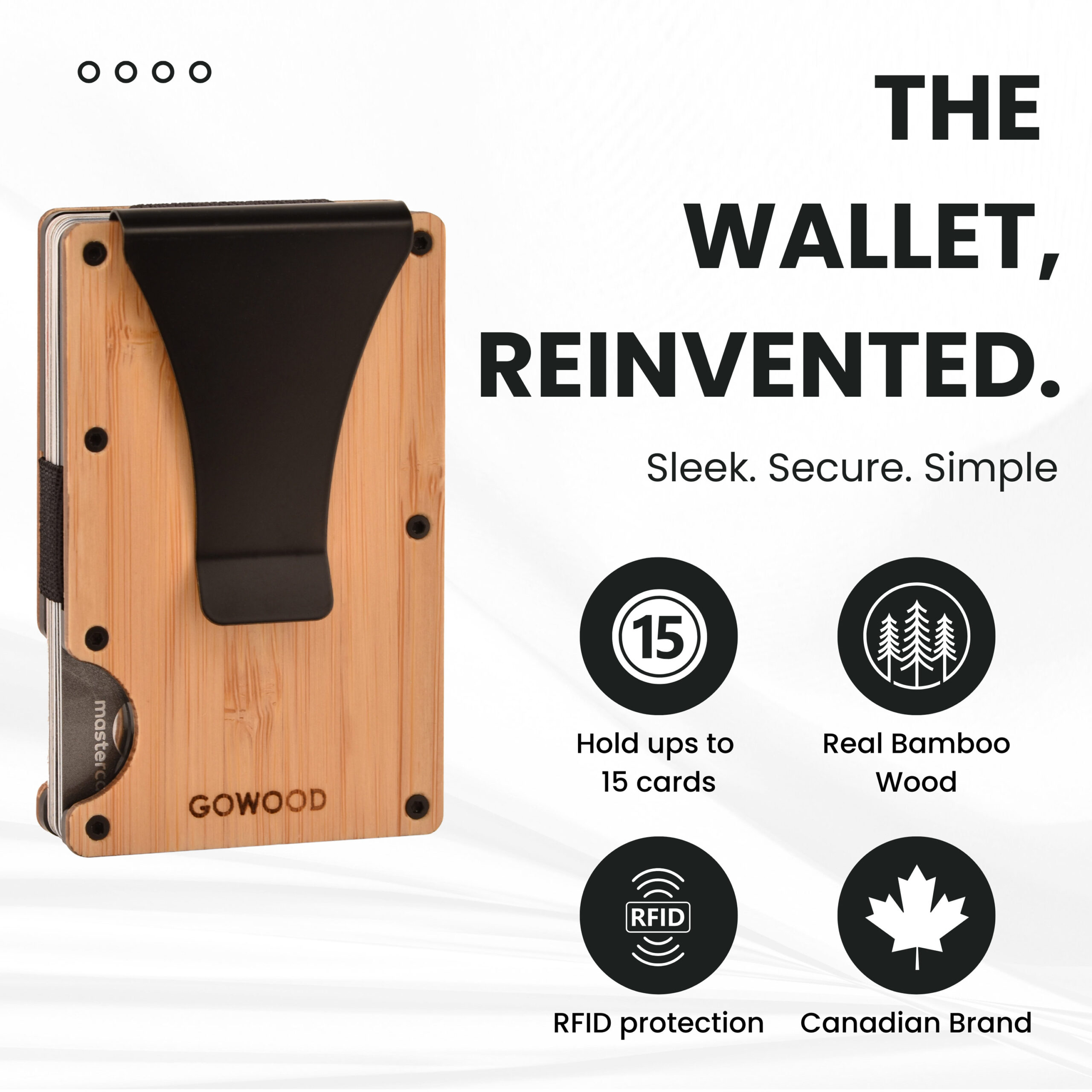 Bamboo wood wallet and minimalist cardholder with RFID protection