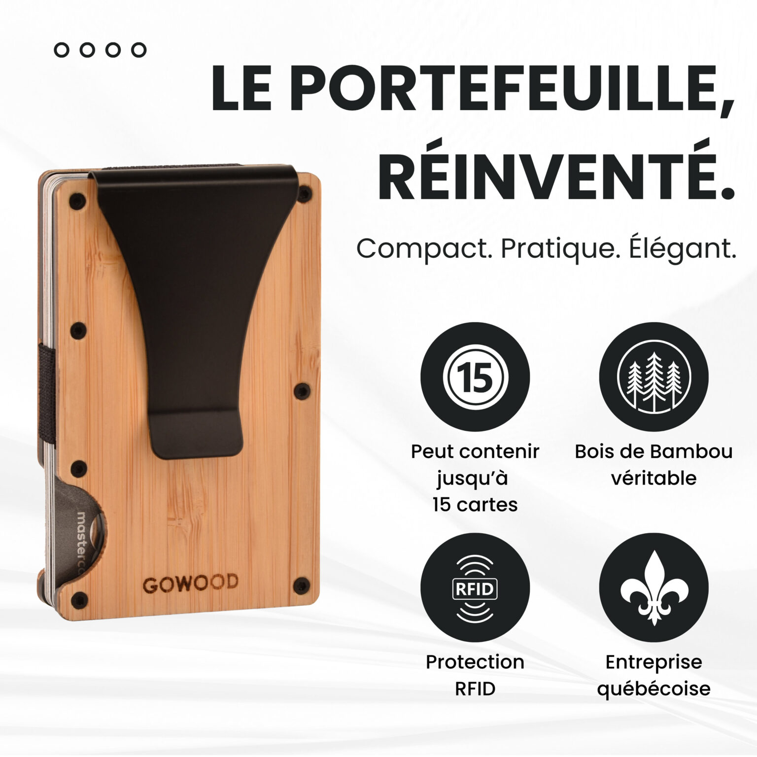 Portefeuille en bois de bambou et porte-cartes compact avec protection RFID