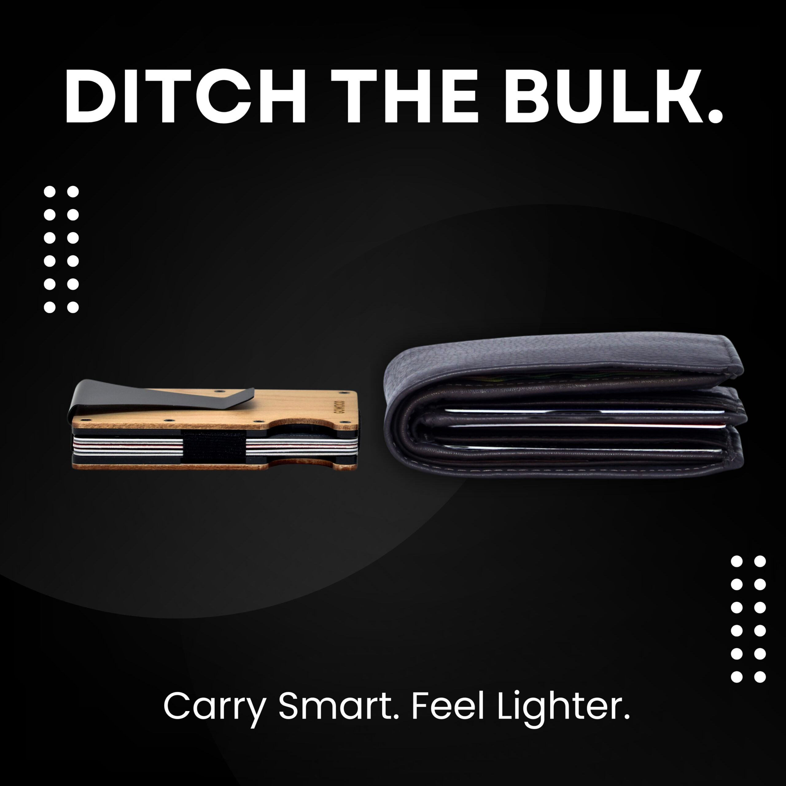 Bamboo wood wallet and minimalist cardholder with RFID protection