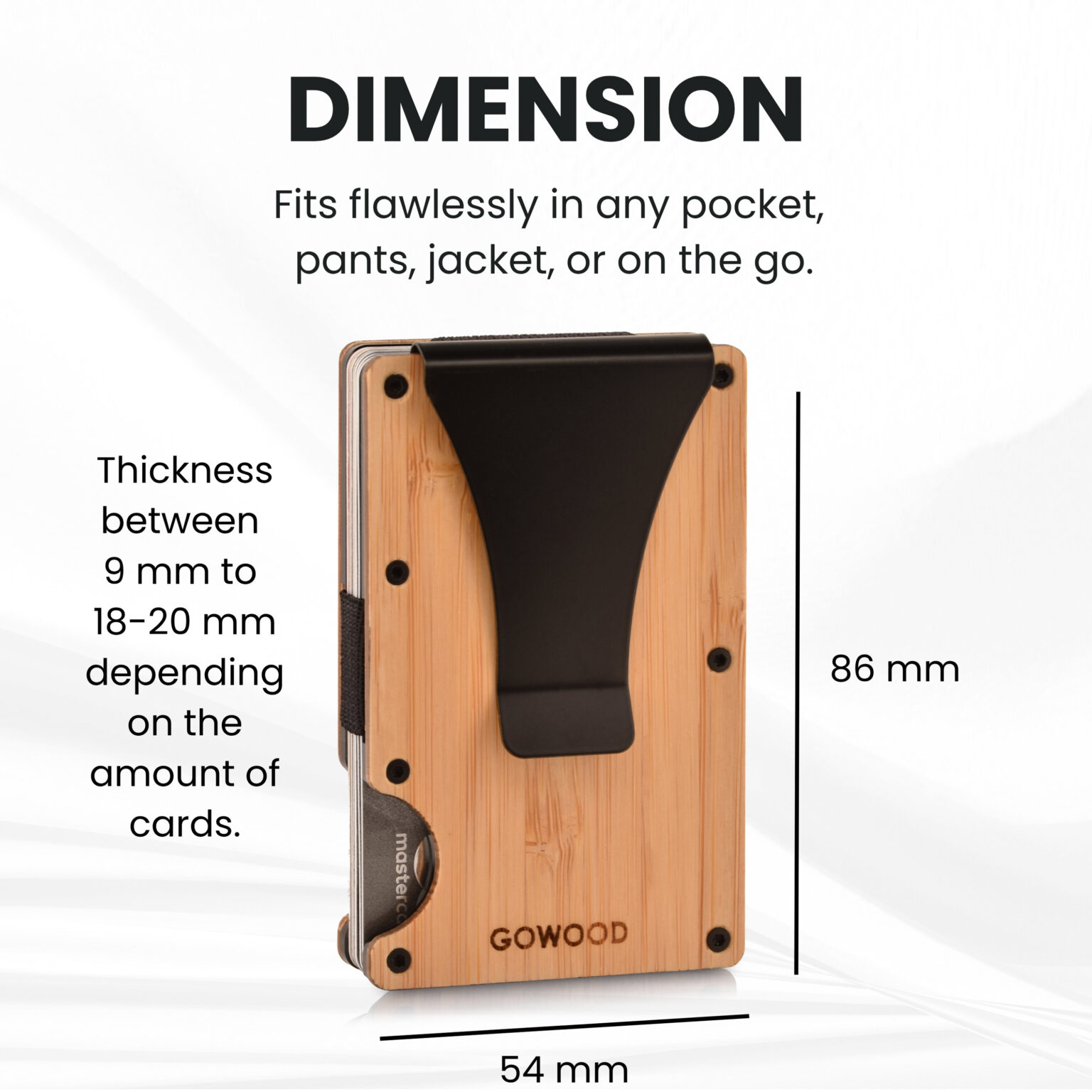 Bamboo wood wallet and minimalist cardholder with RFID protection