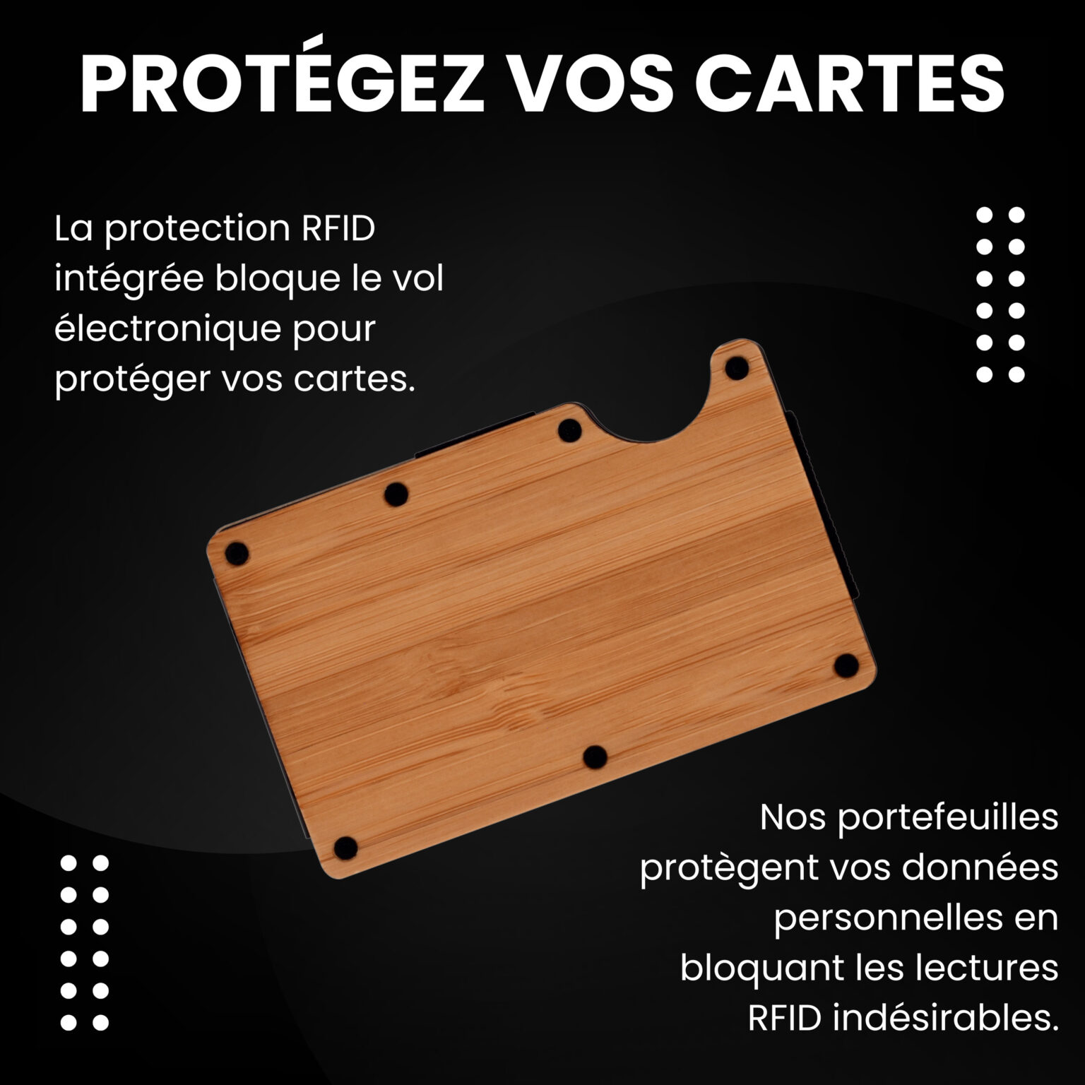 Portefeuille en bois de bambou et porte-cartes compact avec protection RFID