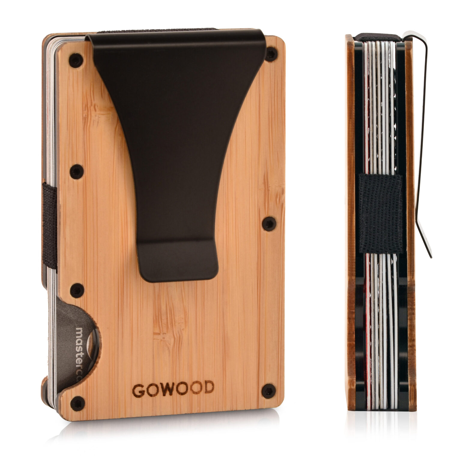 Portefeuille en bois de bambou et porte-cartes compact avec protection RFID