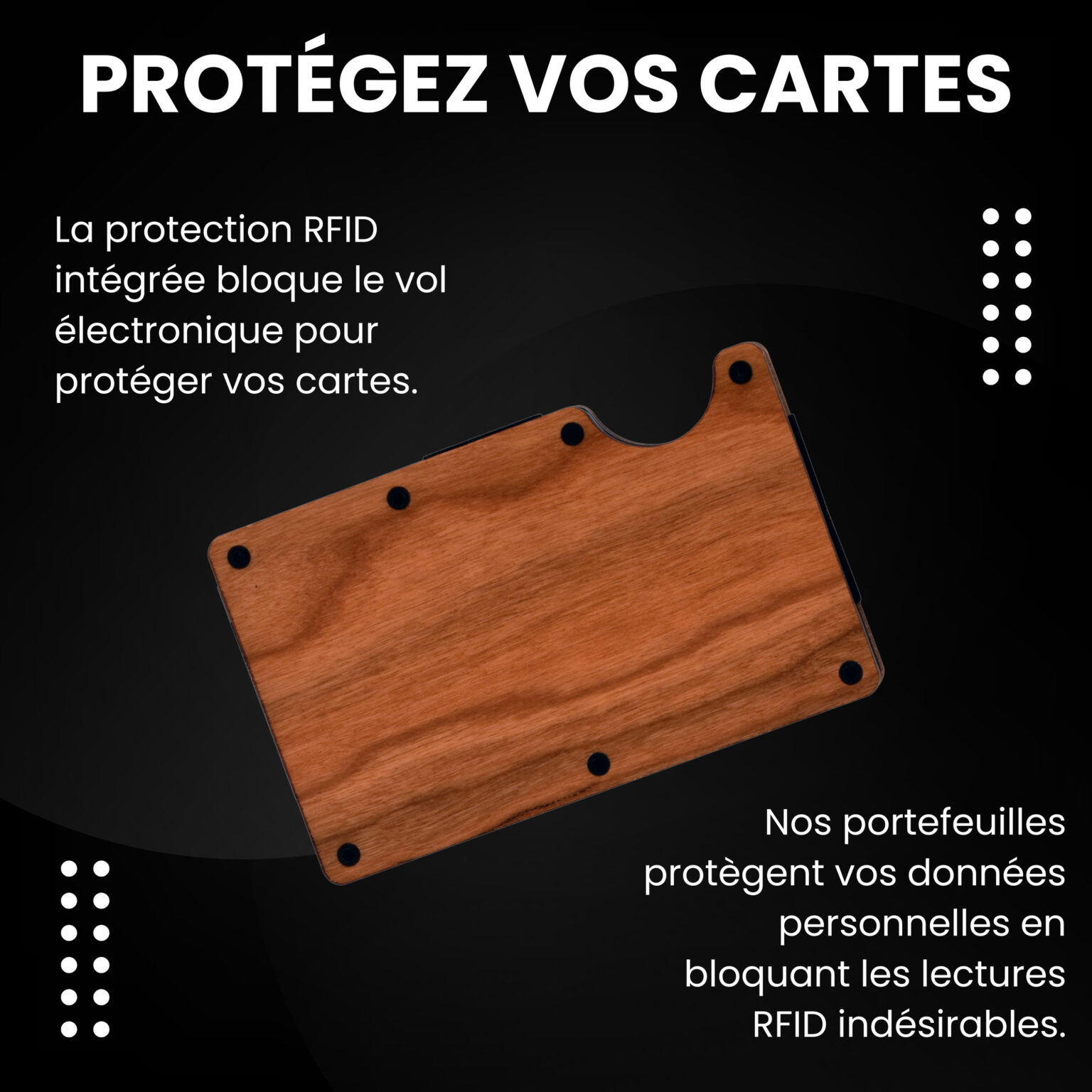 Portefeuille en bois de cerisier et porte-cartes compact avec protection RFID
