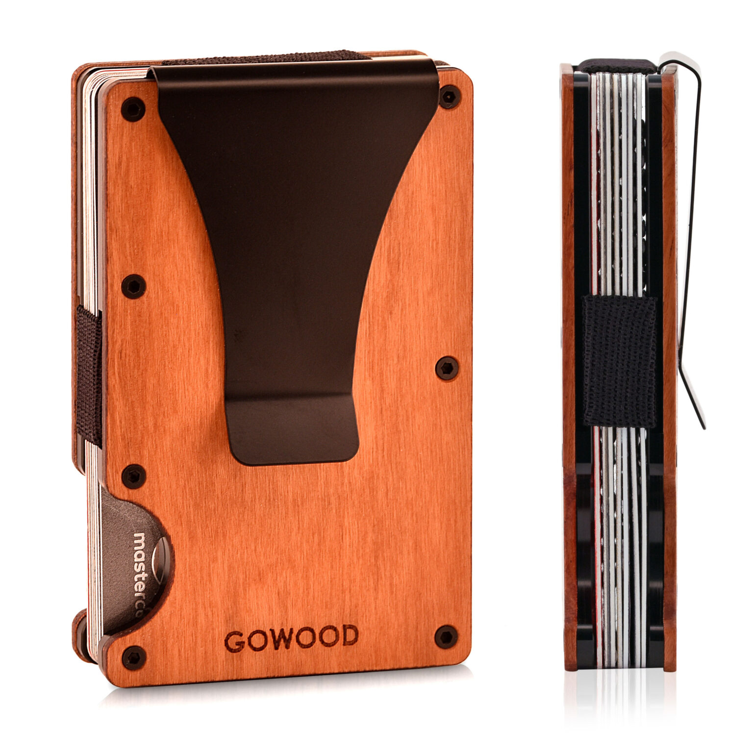 Cherry wood wallet and minimalist cardholder with RFID protection
