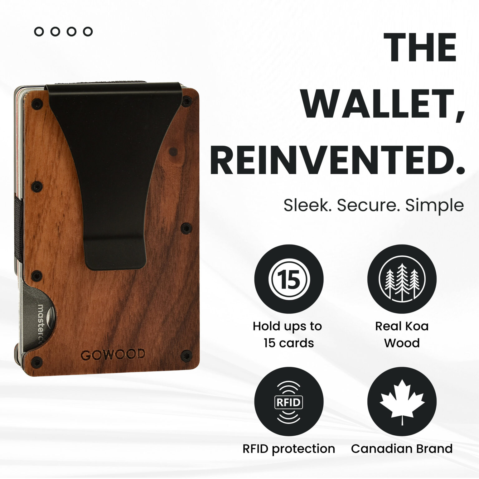 Koa wood wallet and minimalist cardholder with RFID protection